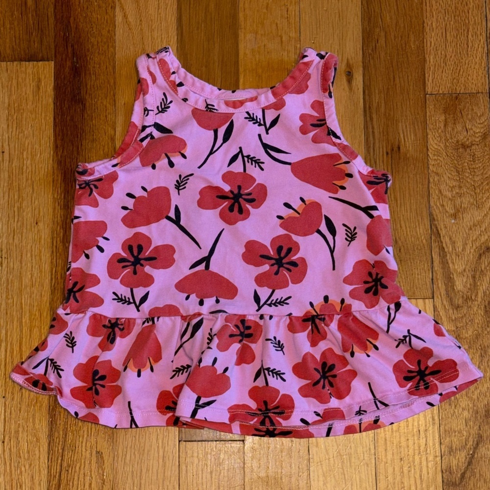 HANNA ANDERSSON Pink Poppy Floral Sleeveless Dress size 3T 90cm